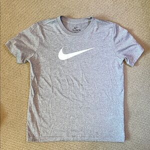 Nike Heather Gray Tee with White Swoosh
